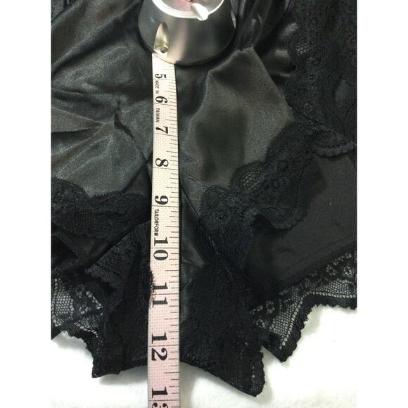 BEWICKED SZ L black satin lace trim cami 2 piece short sleep pajama set NWT 0B1 - Picture 7 of 11